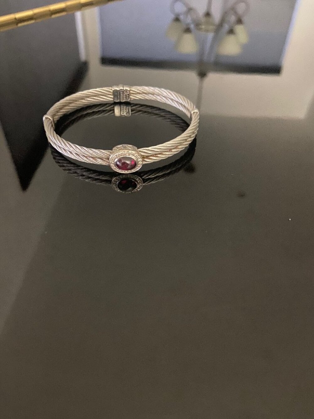 Vintage Charriol Stainless Steel Bracelet - Ruby, 18K, Diamond Accents